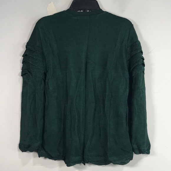 Maria Pavan Long Sleeve Ruffle Accent Blouse, Women's Size M - Dark Green - Picture 2 of 10